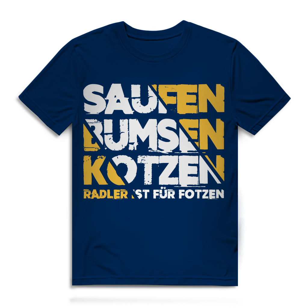 Saufen Bumsen Kotzen Radler ist für Fotzen - Herren Premium Bio T-Shirt Navy