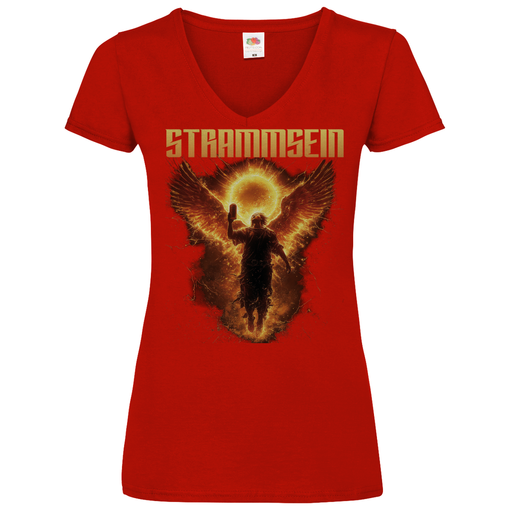 Strammsein Du Ich Wir Bier - V-Neck Damenshirt Red