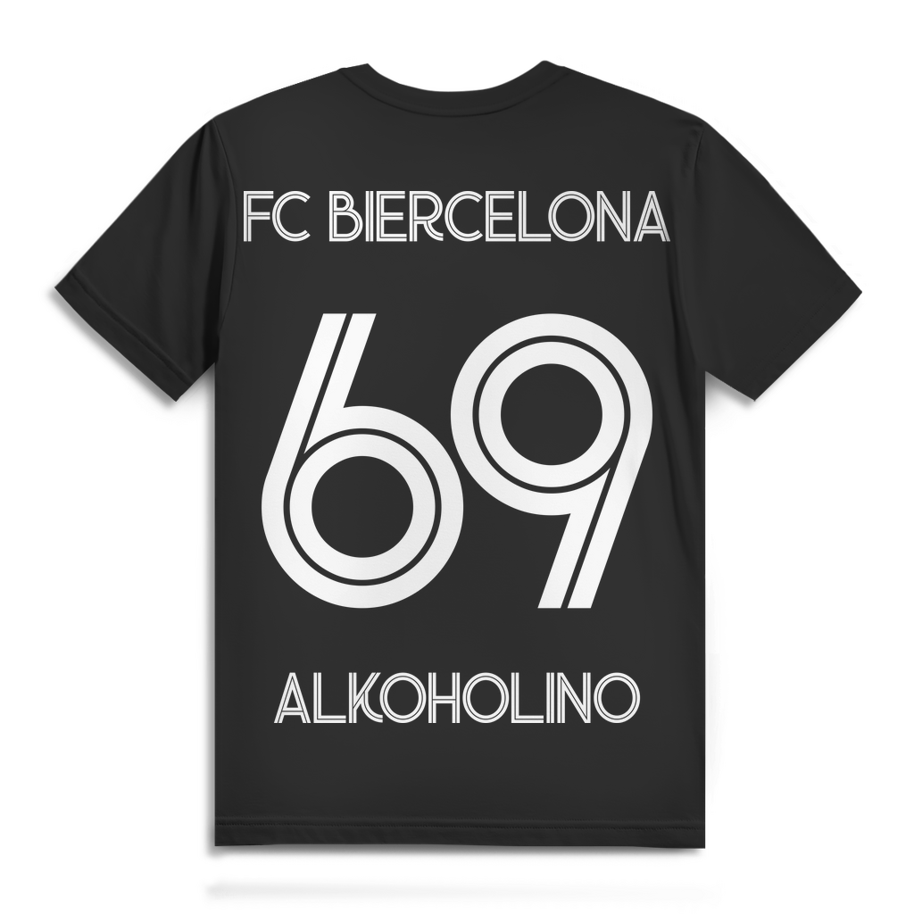 Herren T-Shirt FC Biercelona Alkoholino Fußball Parodie Shirt Black