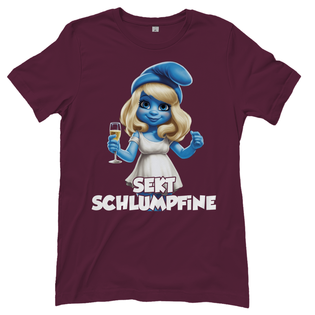 Sekt Schlumpfine Grafik - Damenshirt Burgundy