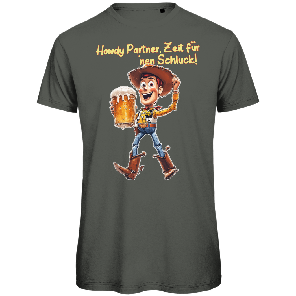 Howdy Partner Zeit für nen Schluck - Woody Toy Story - Herren Premium Bio T-Shirt Millennial Khaki