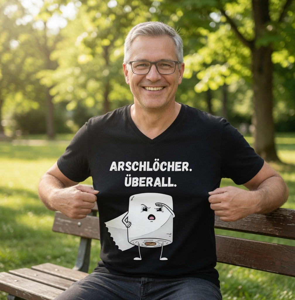 ARSCHLÖCHER. ÜBERALL. - Herren V-Neck T-Shirt