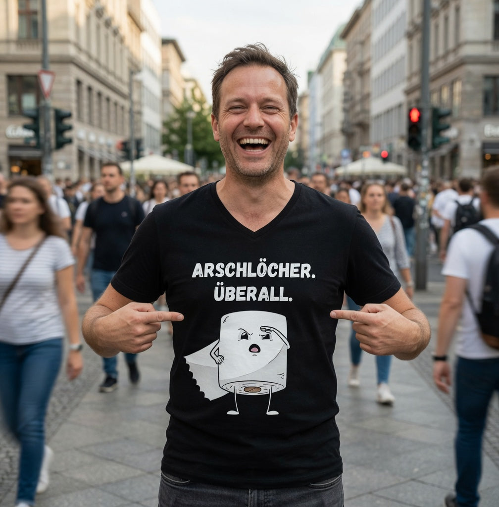 ARSCHLÖCHER. ÜBERALL. - Herren V-Neck T-Shirt