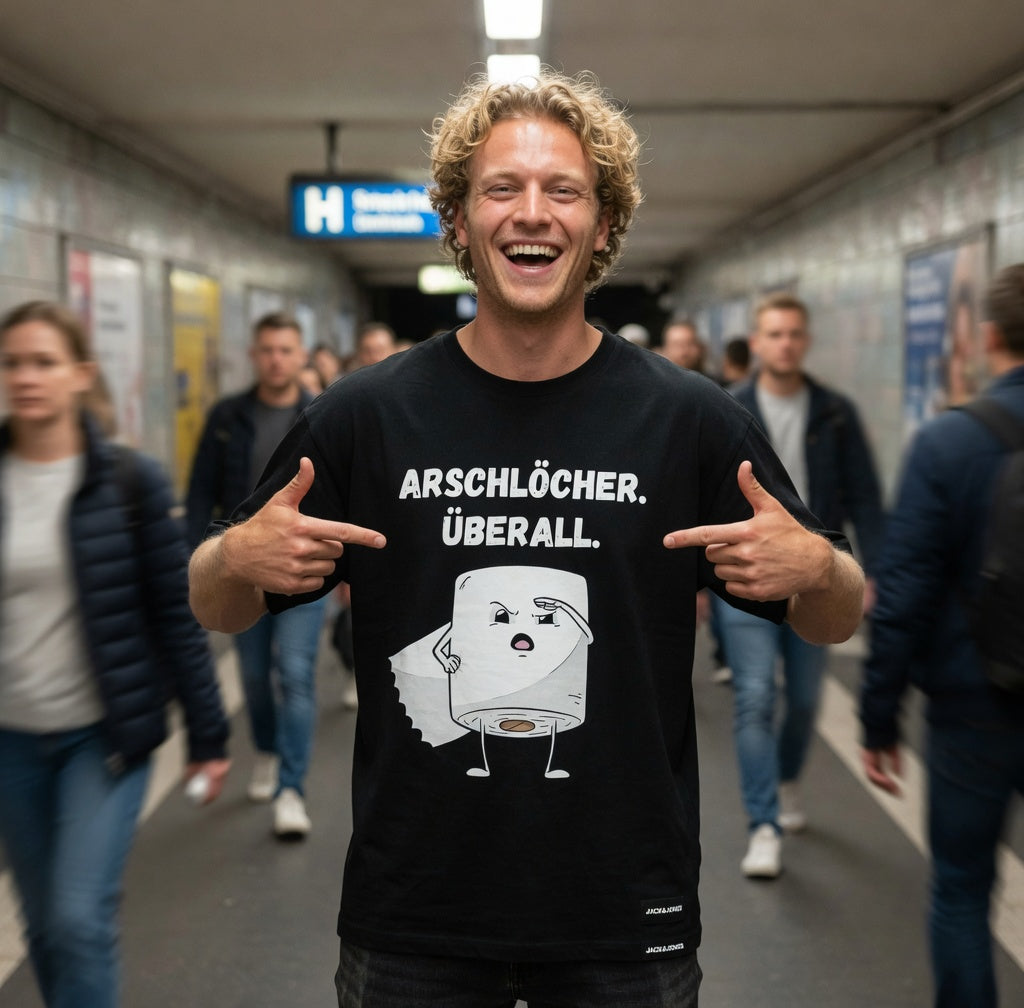 ARSCHLÖCHER. ÜBERALL. - Jack and Jones Oversize T-Shirt