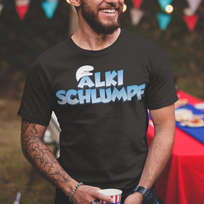 Herren T-Shirt Alki Schlumpf – Witziges Trinkshirt für Party, Saufen & Spaß