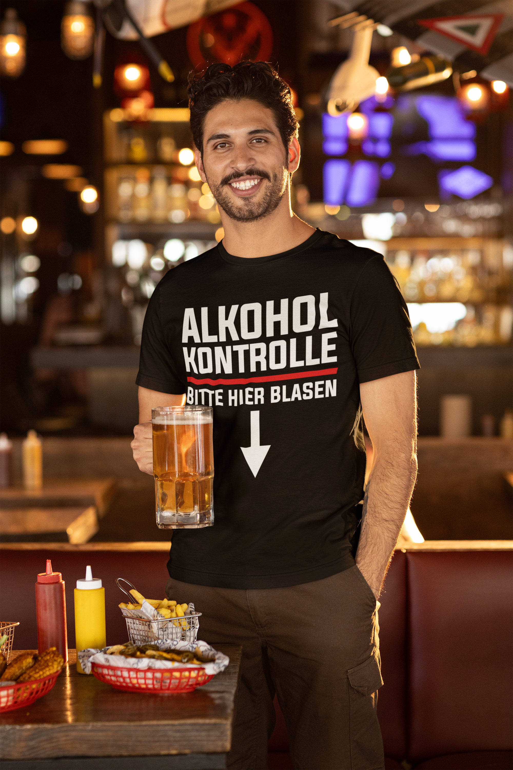Alkohol Kontrolle bitte hier Blasen - Herren Shirt