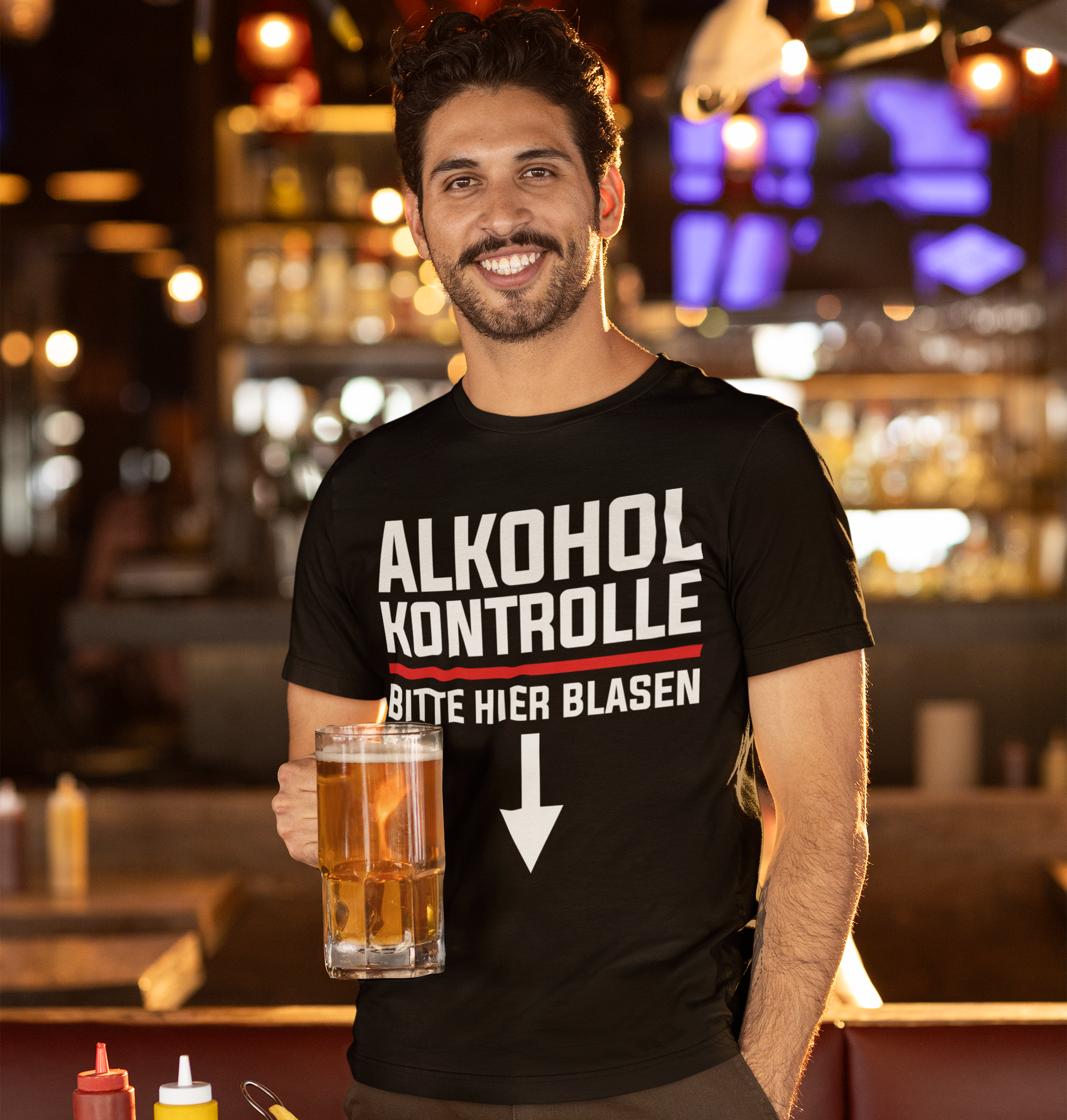 Alkohol Kontrolle bitte hier Blasen - Herren Shirt