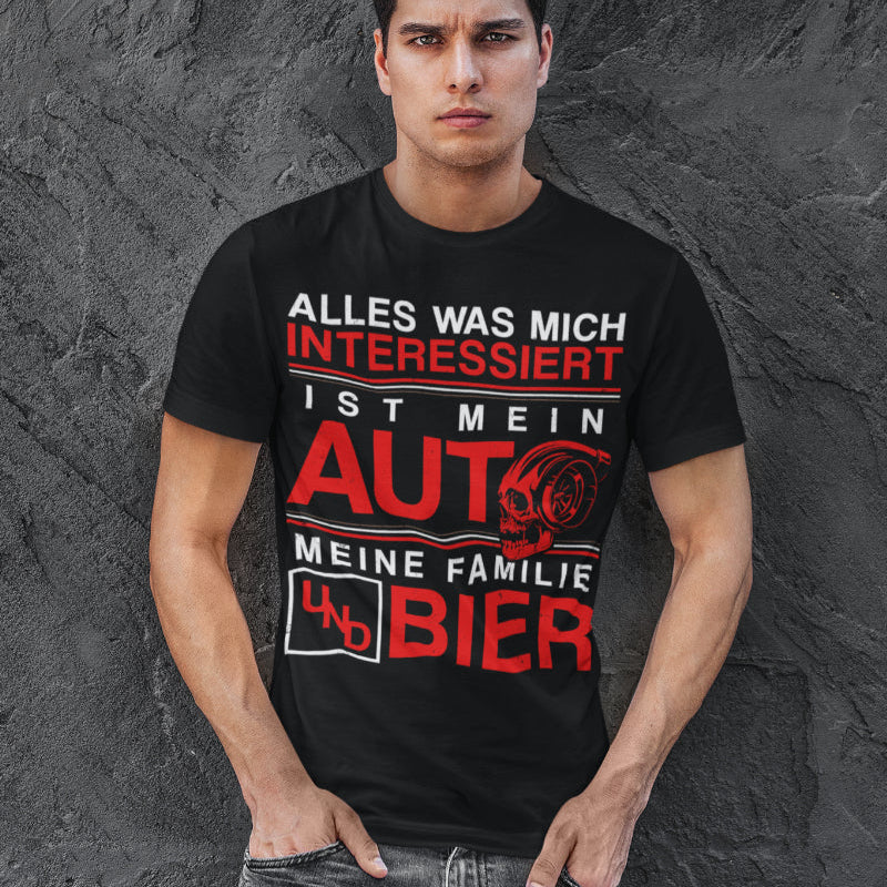 Auto Bier Familie Shirt Männer – Alles was mich interessiert – Totenkopf Design