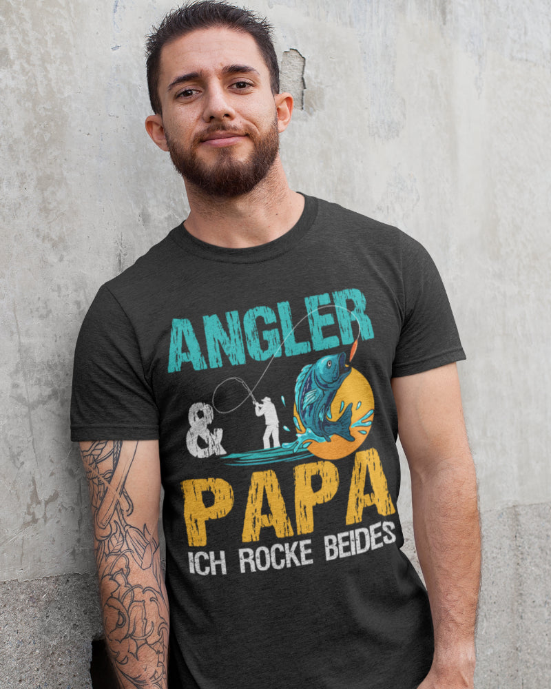 Angler und Papa ich rocke beides T Shirt Geschenk Vater Herren Männer Angeln