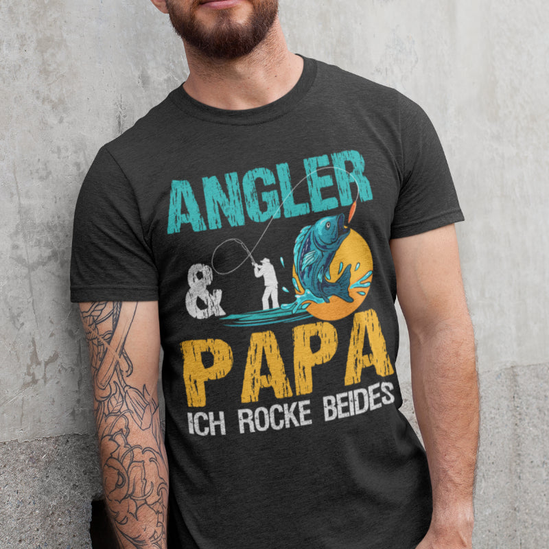 Angler und Papa ich rocke beides T Shirt Geschenk Vater Herren Männer Angeln