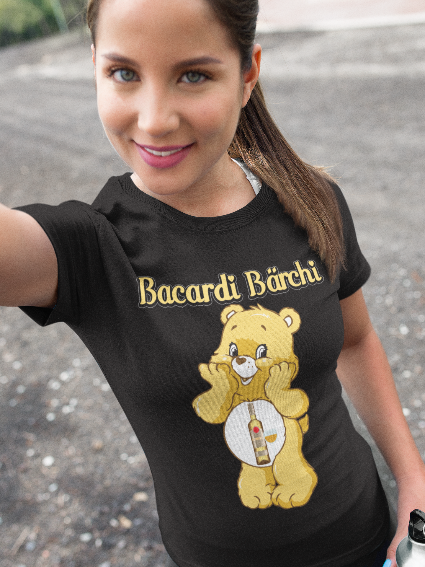 Bacardi Bärchi Glücksbärchi - Damen Premium Bio T-Shirt Schwarz