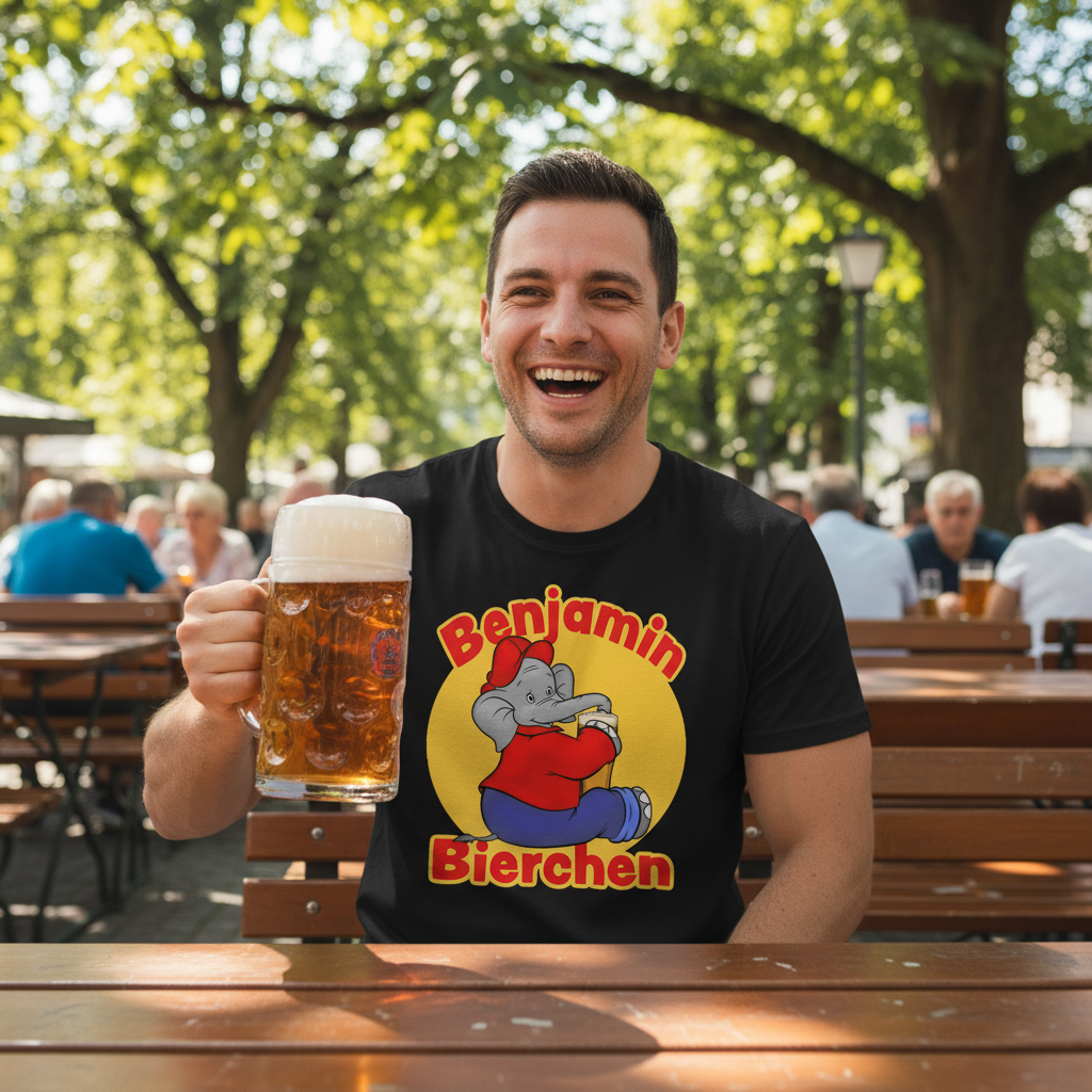 Benjamin Bierchen Blümchen Herren Premium Bio T-Shirt lustiges Bier Funshirt