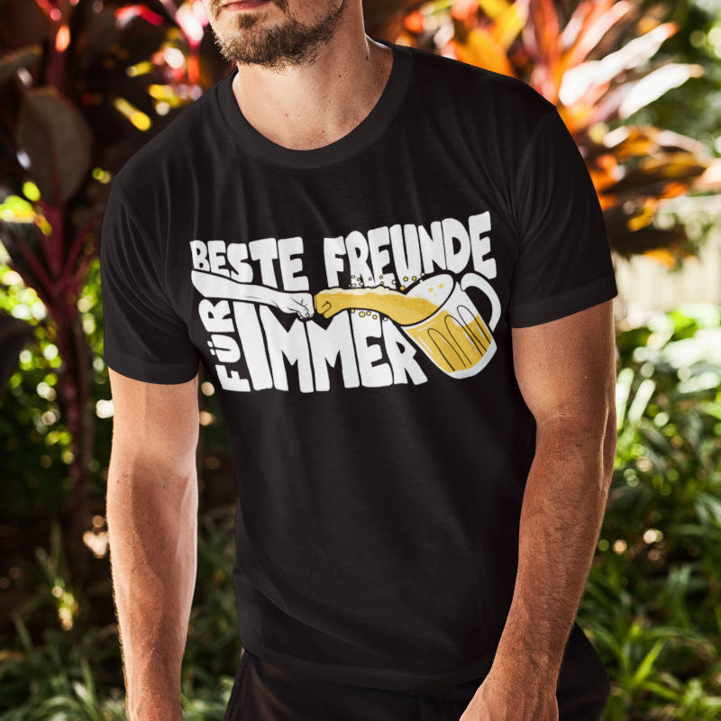 Beste Freunde Shirt Männer – Lustiges Bier T-Shirt mit Faust & Krug Freundschaft
