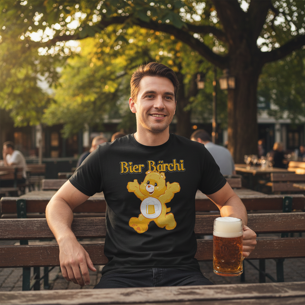 Bier Bärchi Glücksbärchi T-Shirt Herren - lustiges Bier Shirt - Bio Baumwolle