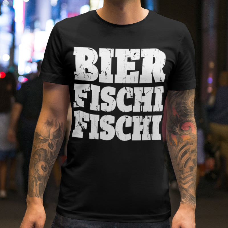 Herren T-Shirt Bier Fischi Fischi Angler Shirt Bio Baumwolle