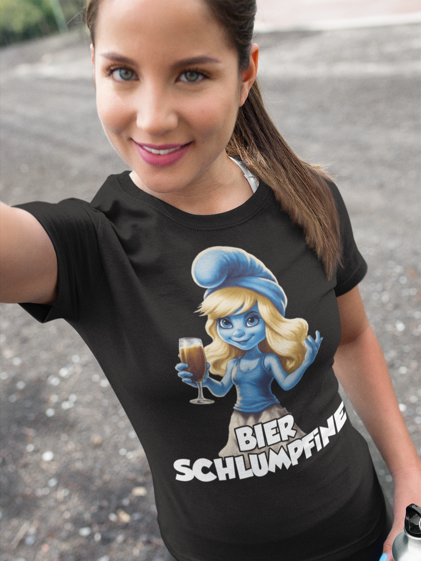 Bier Schlumpfine Grafik - Damenshirt