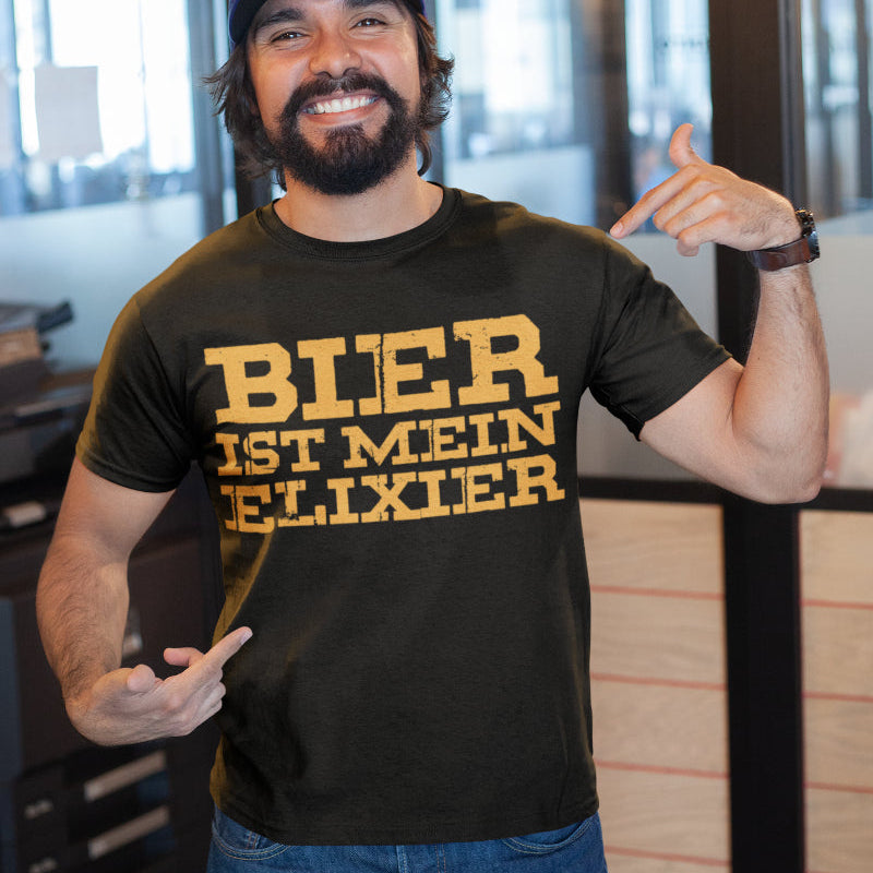Herren Bier Spruch Shirt – Bier ist mein Elixier – Witziges Party T-Shirt