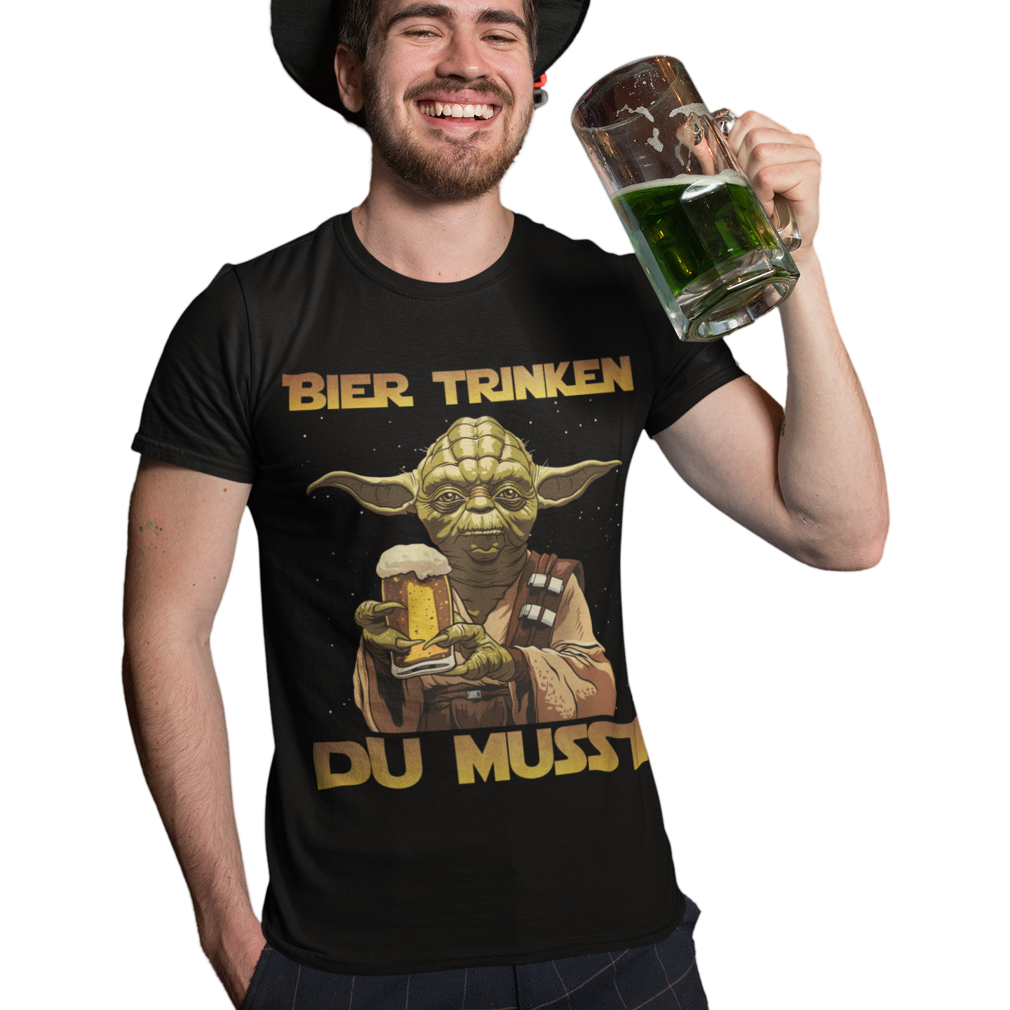 Bier trinken du musst - Yoda Star Wars - Herren Shirt