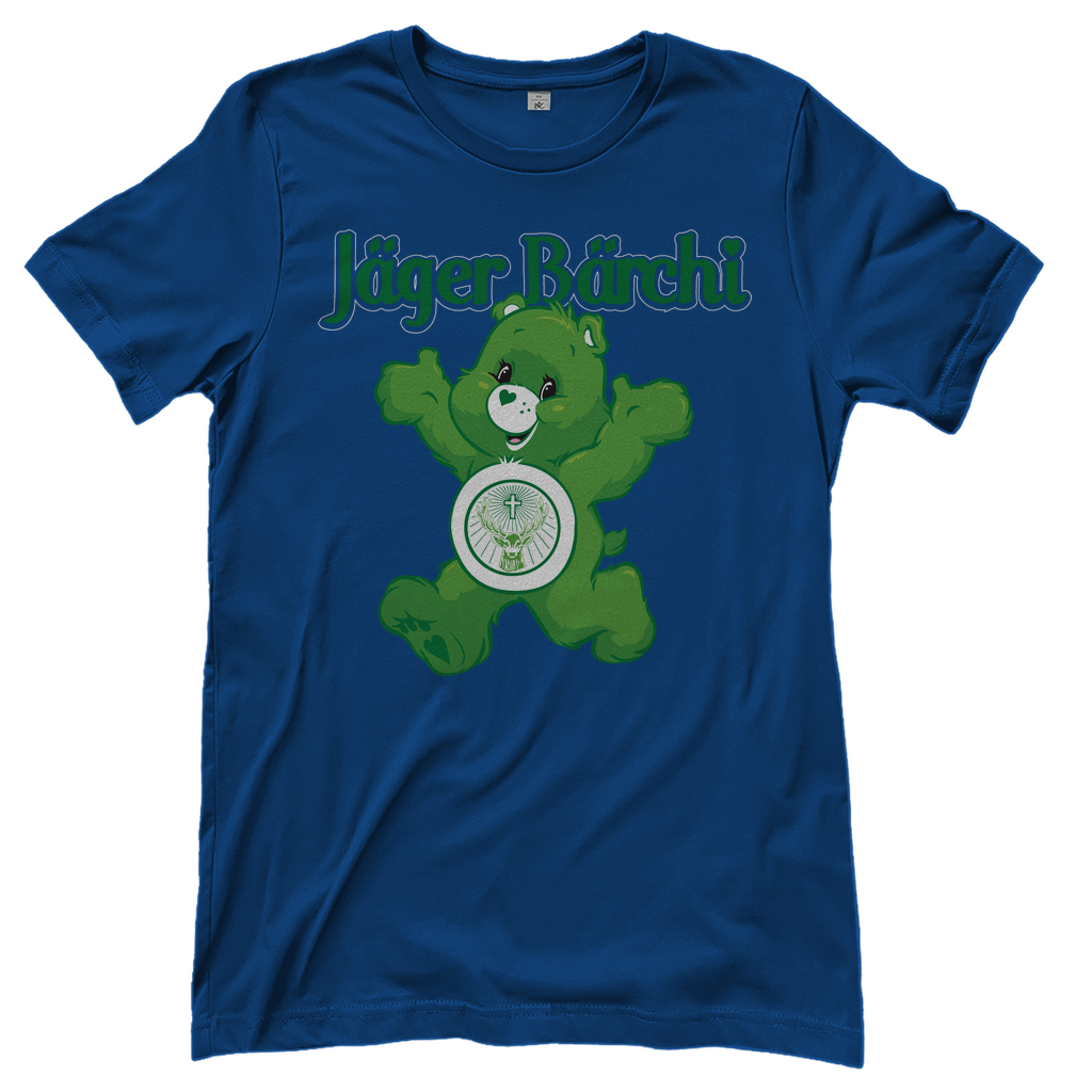 Blaues Damenshirt mit Jägermeister Bärchi Design