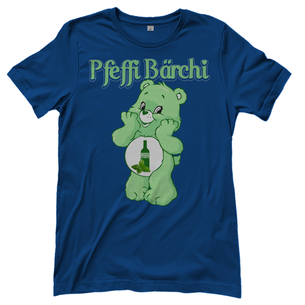 Blaues Damenshirt mit Pfeffi Bärchi Glücksbärchi Design