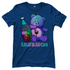 Blaues Saufbaerchi Damenshirt mit Flasche und Glas