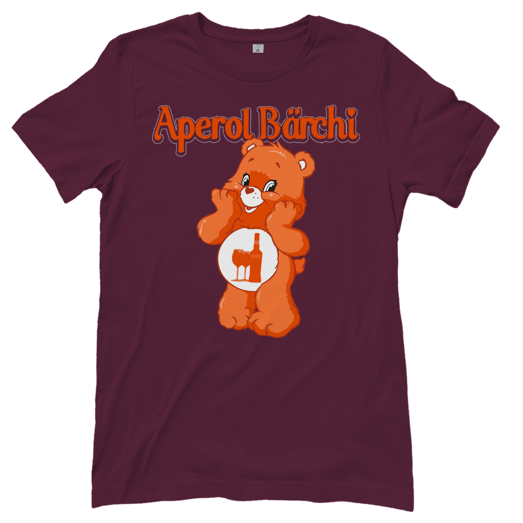 Burgundy Aperol Bärchi Glücksbärchi Damenshirt mit Flasche und Glas