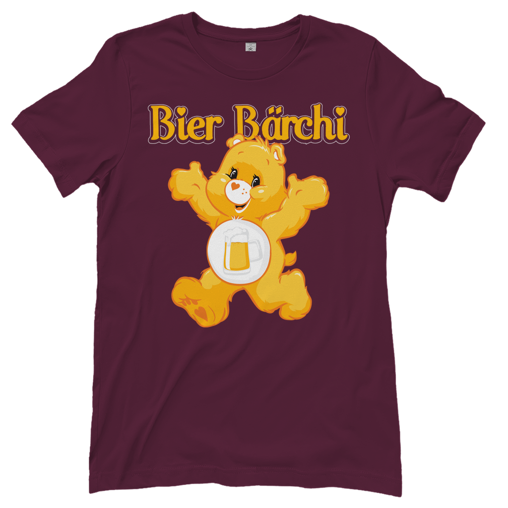 Burgundy Bier Bärchi Glücksbärchi Damenshirt mit Flasche und Glas