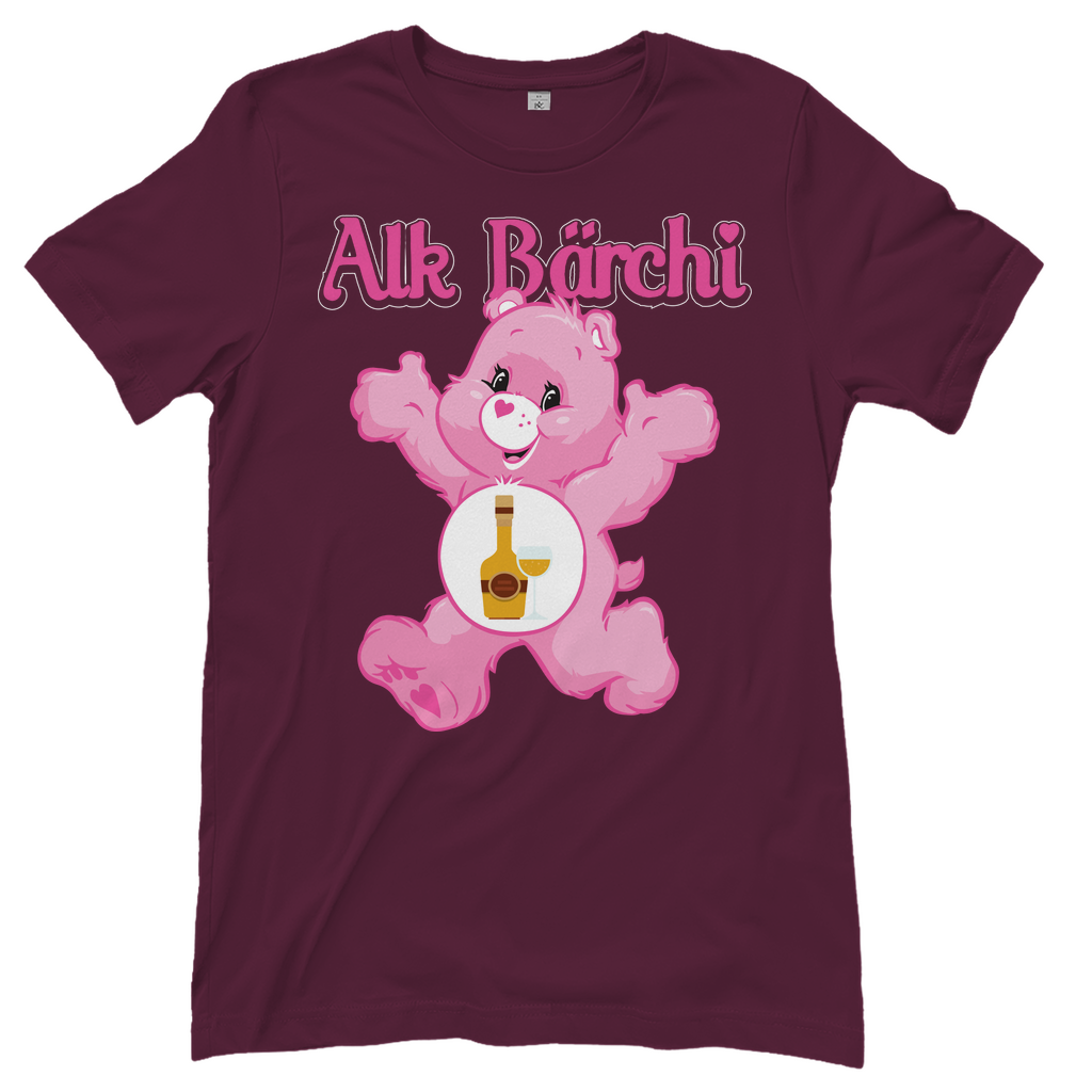 Burgundy Damenshirt mit Alk Bärchi Glücksbärchi Design