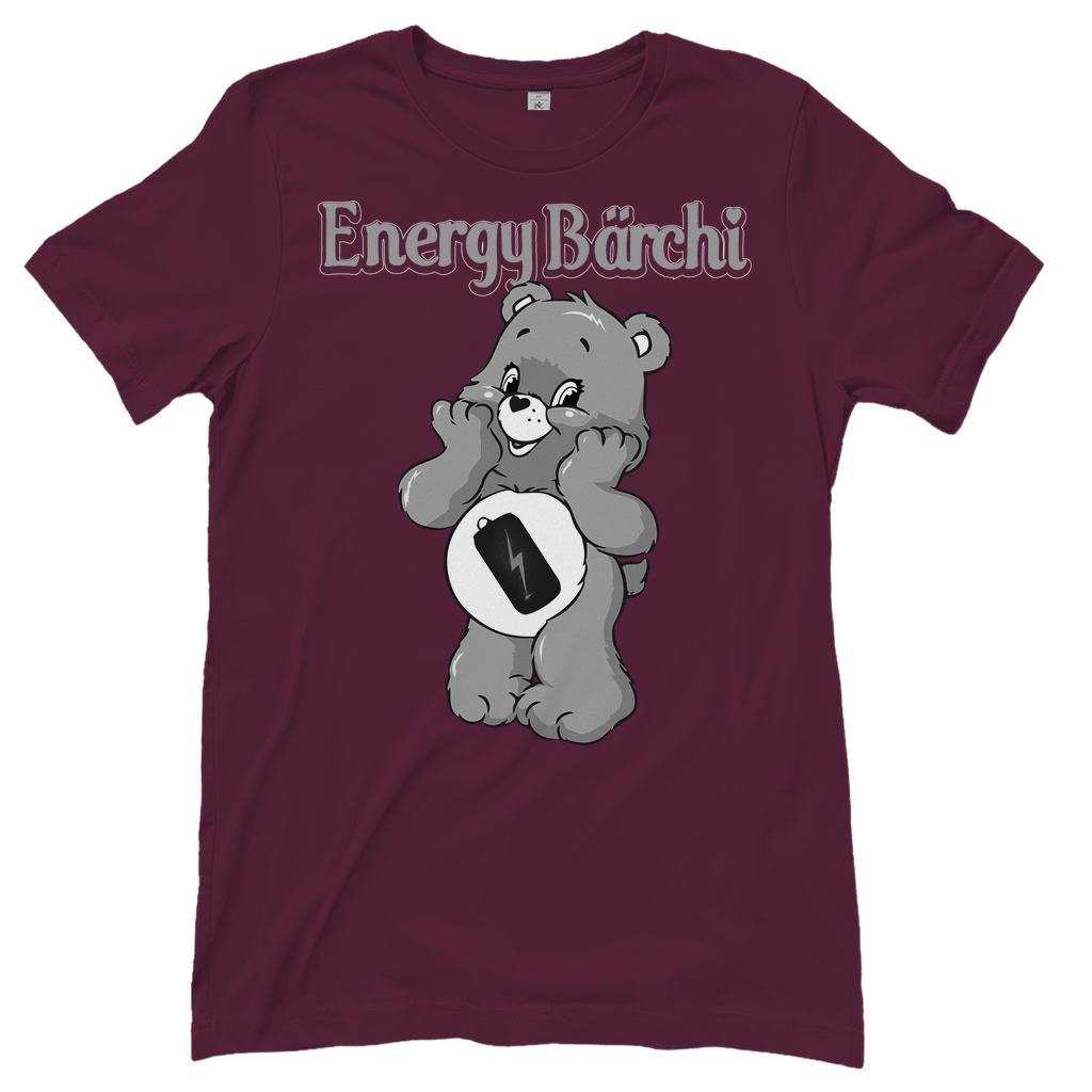 Burgundy Damenshirt mit Energy Bärchi Glücksbärchi Design