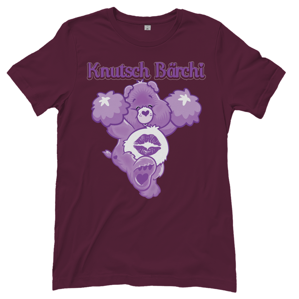 Burgundy Damenshirt mit Knutsch Bärchi Glücksbärchi Design