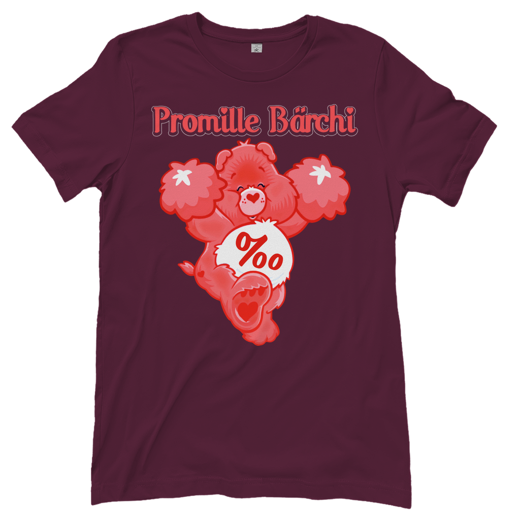 Burgundy Damenshirt mit Promille Bärchi Glücksbärchi Design