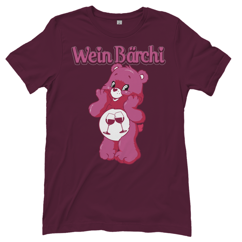 Burgundy Wein Bärchi Glücksbärchi Damenshirt mit Weingläßern