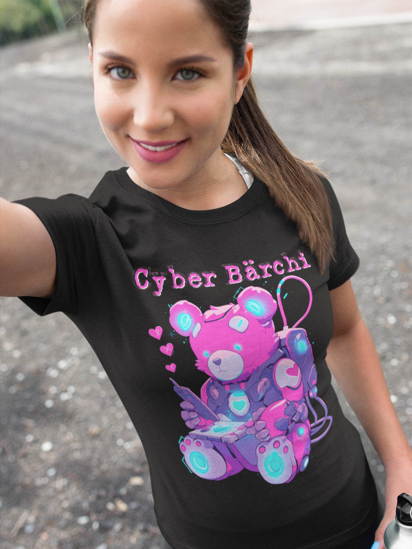 Cyber Bärchi Glücksbärchi Cyberpunk - Damen Premium Bio T-Shirt