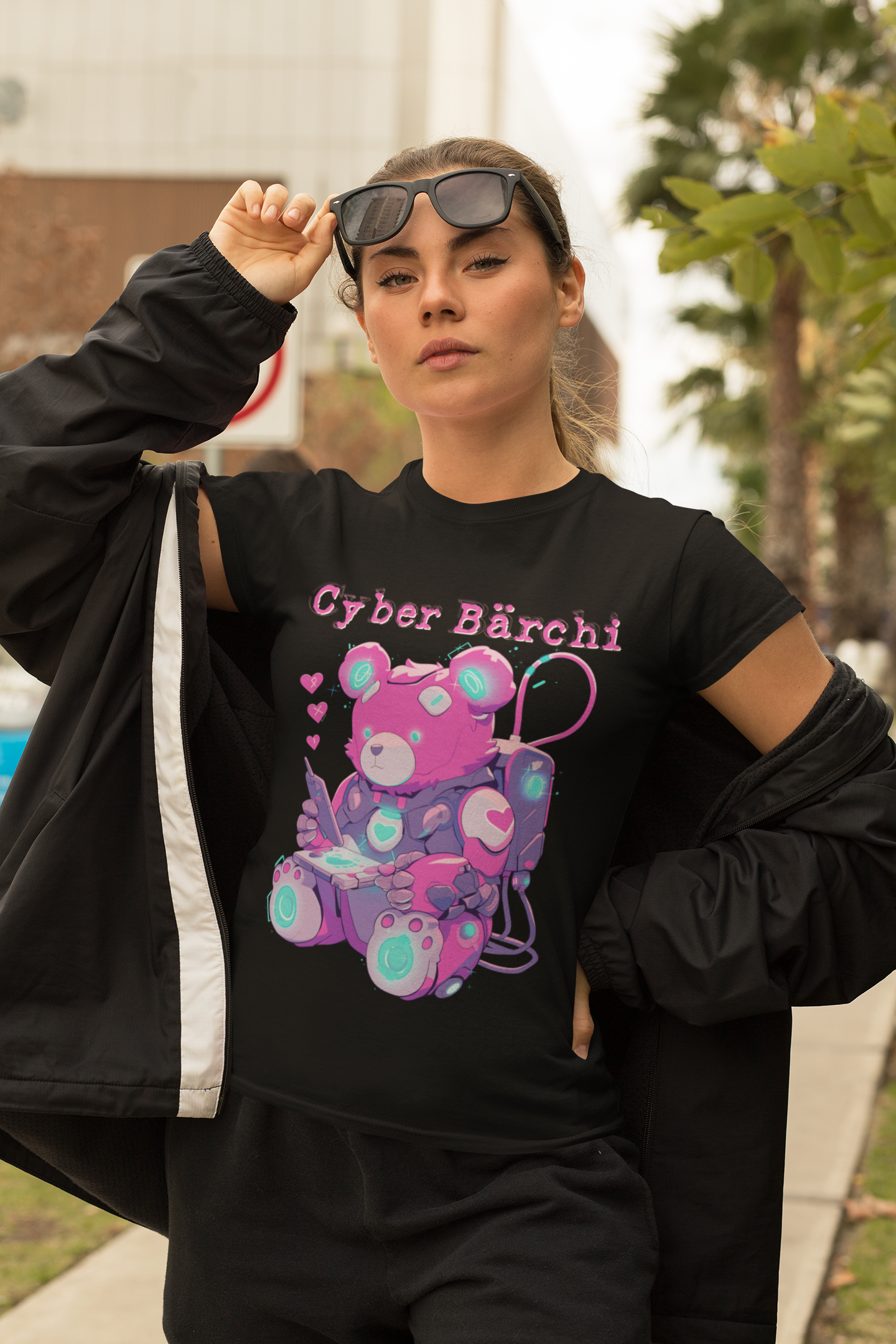 Cyber Bärchi Glücksbärchi Cyberpunk - Damen Premium Bio T-Shirt