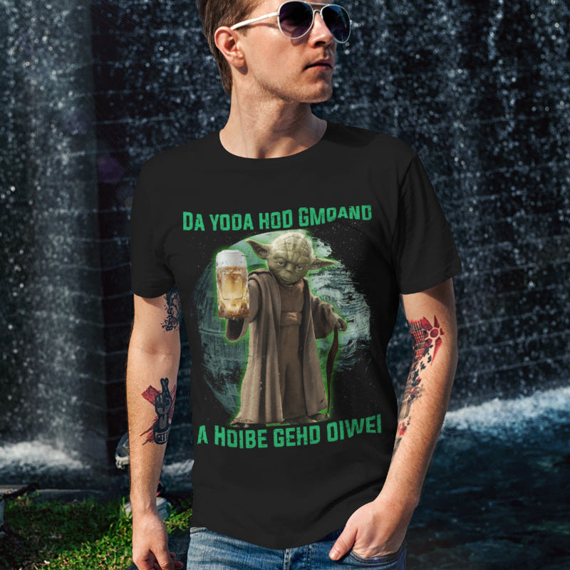 Bayerisches Nerdshirt Männer – A Hoibe geht oiwei mit Yoda Jedi Humor