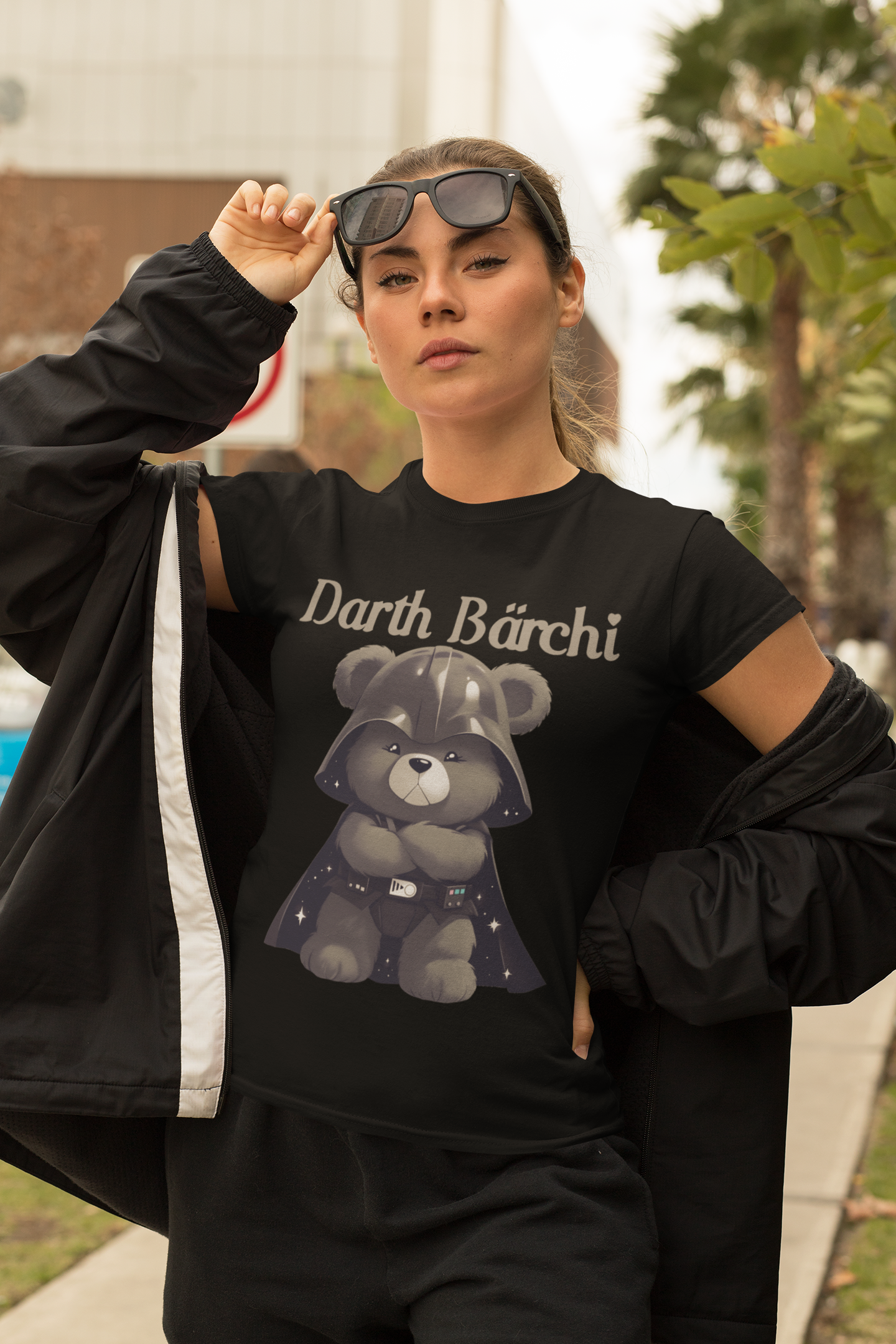 Darth Vader Bärchi Glücksbärchi - Damen Premium Bio T-Shirt Schwarz