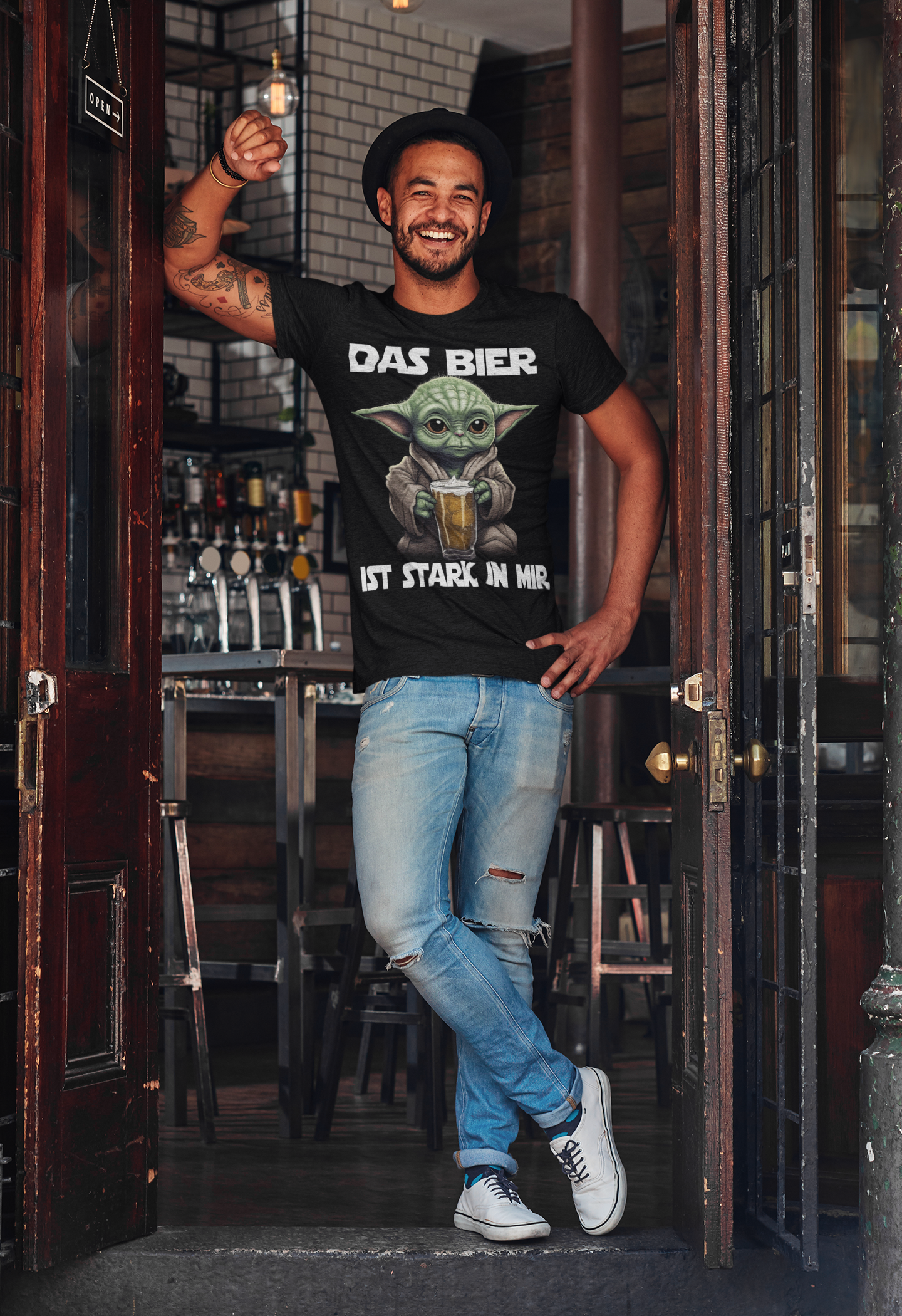 Das Bier ist stark in mir Baby Yoda Grogu - Herren Premium Bio T-Shirt