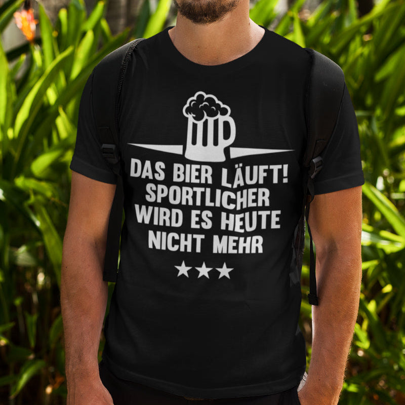 Sportlicher wird es nicht Shirt – Bier Spruch T-Shirt Männer Bio Baumwolle