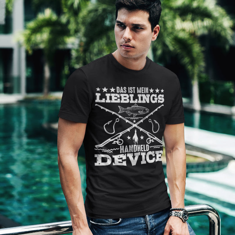 Das ist mein Lieblings Handheld Device T Shirt Angler Männer Geschenk Angeln
