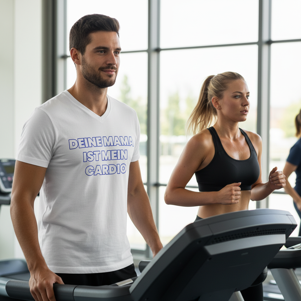 Deine Mama ist mein Cardio – Herren V-Neck T-Shirt