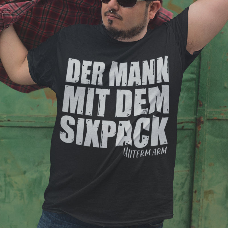 Männer Biershirt Der Mann mit dem Sixpack unterm Arm Spruch Fun Geschenk