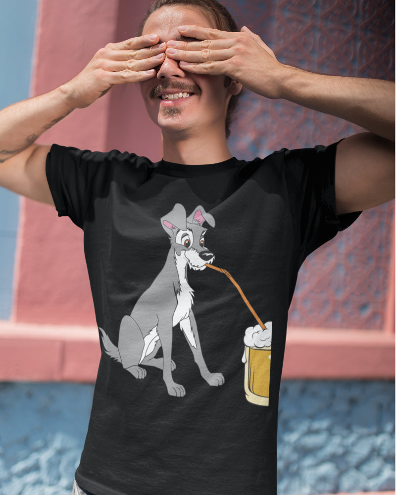 Bier Cartoon Shirt Herren – Witziges Funshirt mit Strolch aus Susi und Strolch