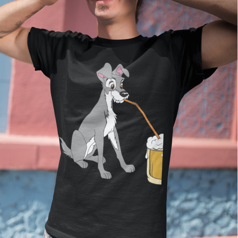 Bier Cartoon Shirt Herren – Witziges Funshirt mit Strolch aus Susi und Strolch