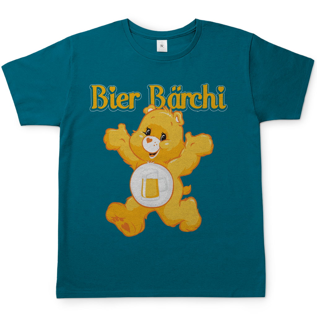 Diva blaues Bier Bärchi Glücksbärchi Herren Shirt mit Bierglas