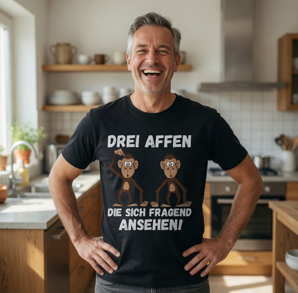 Drei Affen die sich fragend ansehen! - Herren T-Shirt