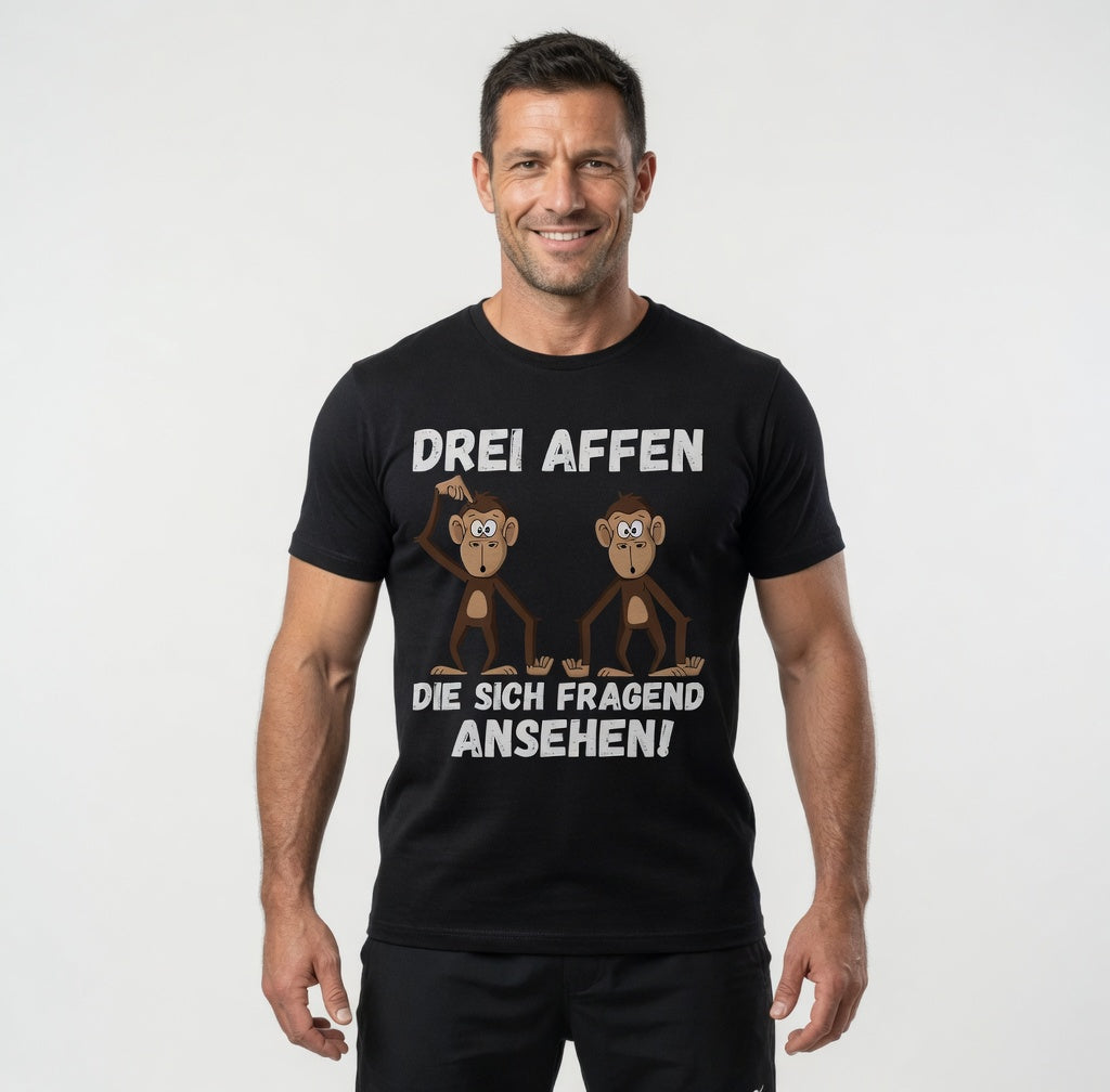 Drei Affen die sich fragend ansehen! - Herren T-Shirt