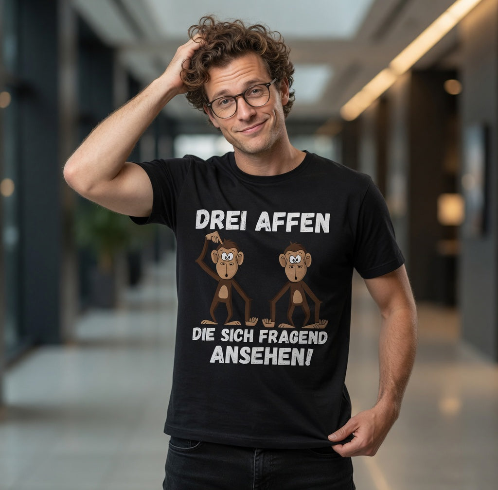 Drei Affen die sich fragend ansehen! - Herren T-Shirt