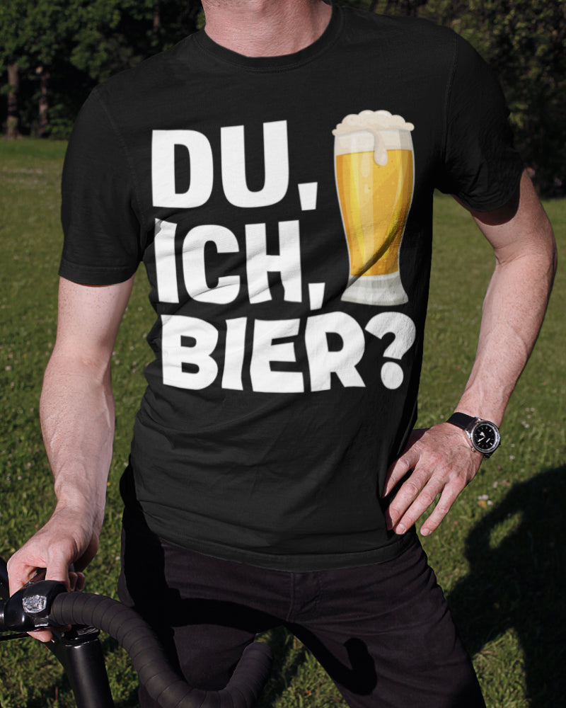 Originelles Bier Spruchshirt Du Ich Bier? T-Shirt Herren Trinkshirt Premium