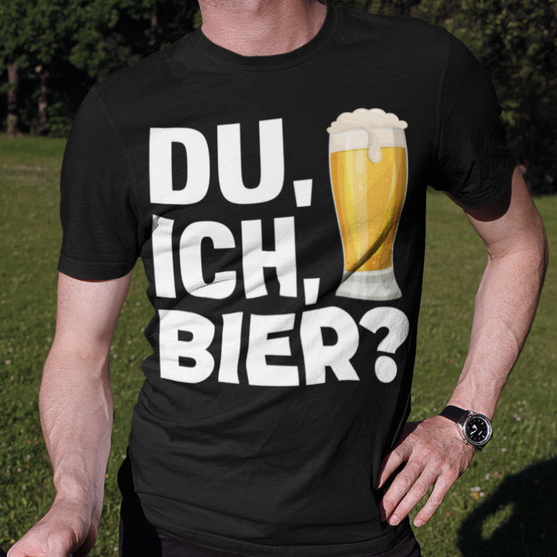 Originelles Bier Spruchshirt Du Ich Bier? T-Shirt Herren Trinkshirt Premium