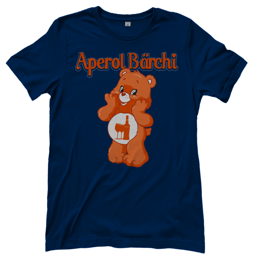 Dunkelblaues Aperol Bärchi Glücksbärchi Damenshirt mit Flasche und Glas